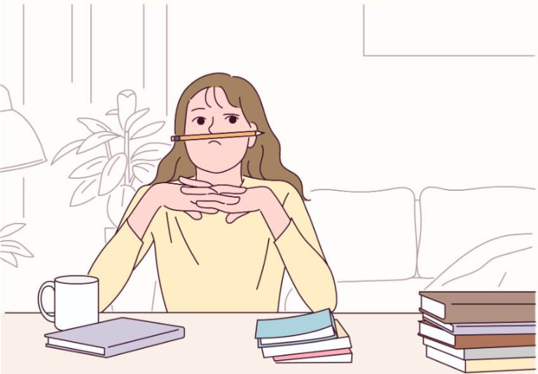 girl writing illustration.